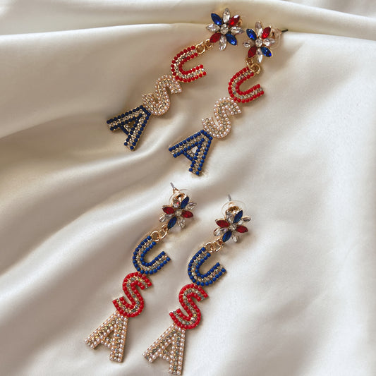 Patriotic "USA" Earrings