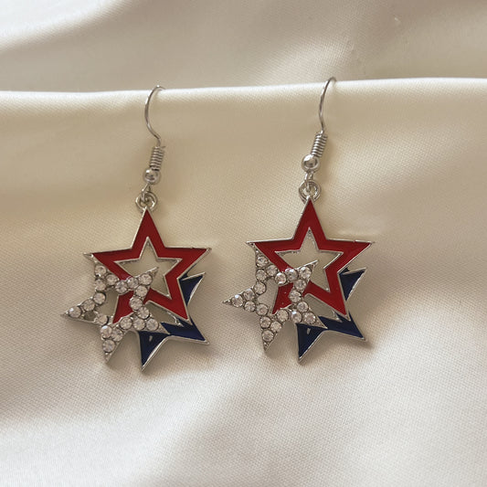 Patriotic Star Dangle Earrings