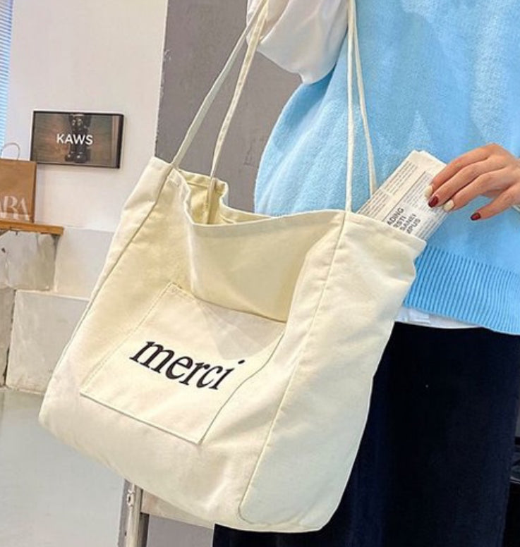 Merci Canvas Tote Bag