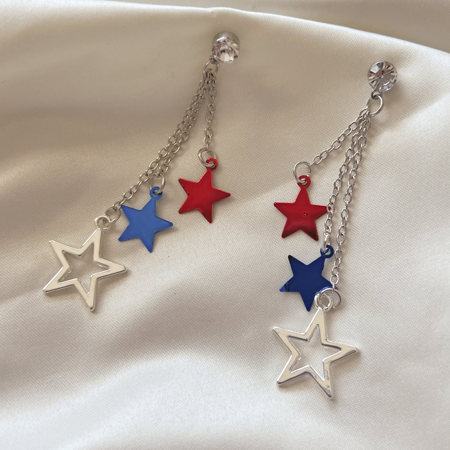 Patriotic Star Layered Stud Earrings