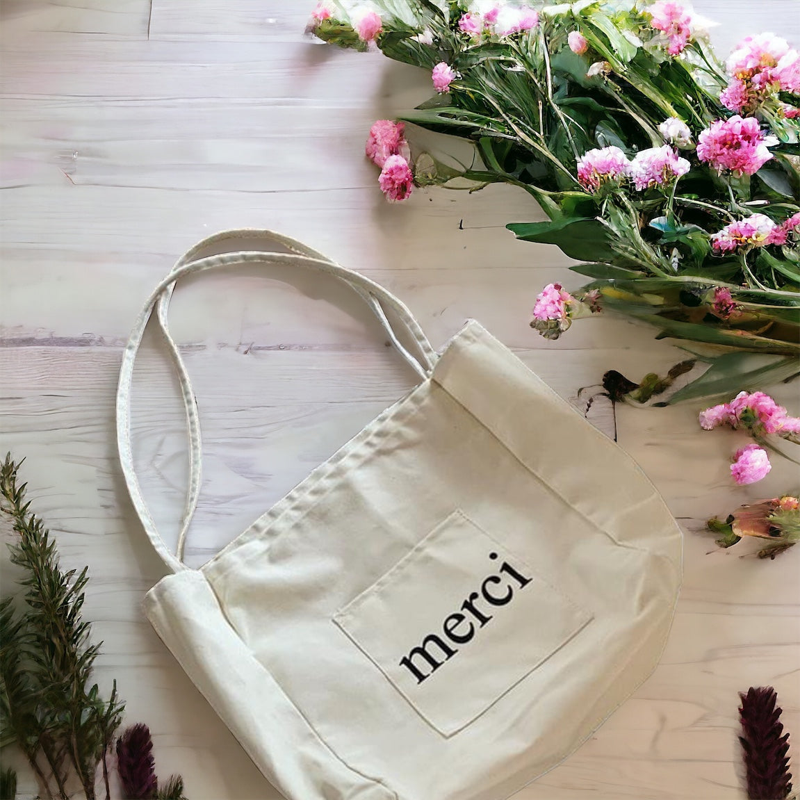 Merci Canvas Tote Bag