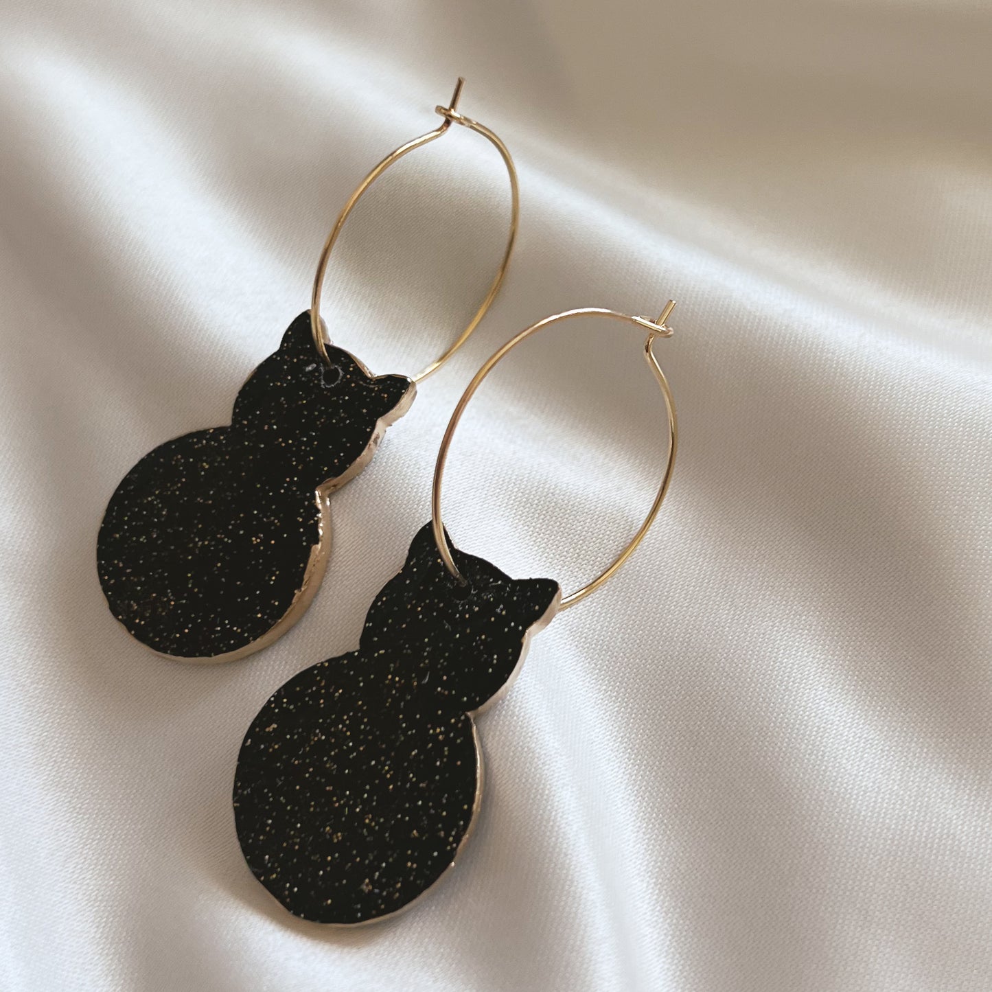 Morticia Cat Hoop Earrings