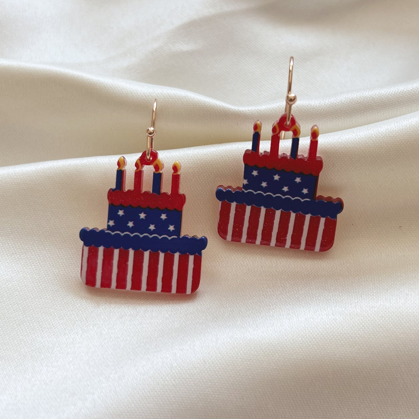 American Flag Cake Dangle Earrings