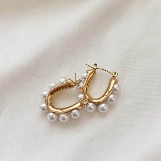 Muriel Pearl Hoop Earrings