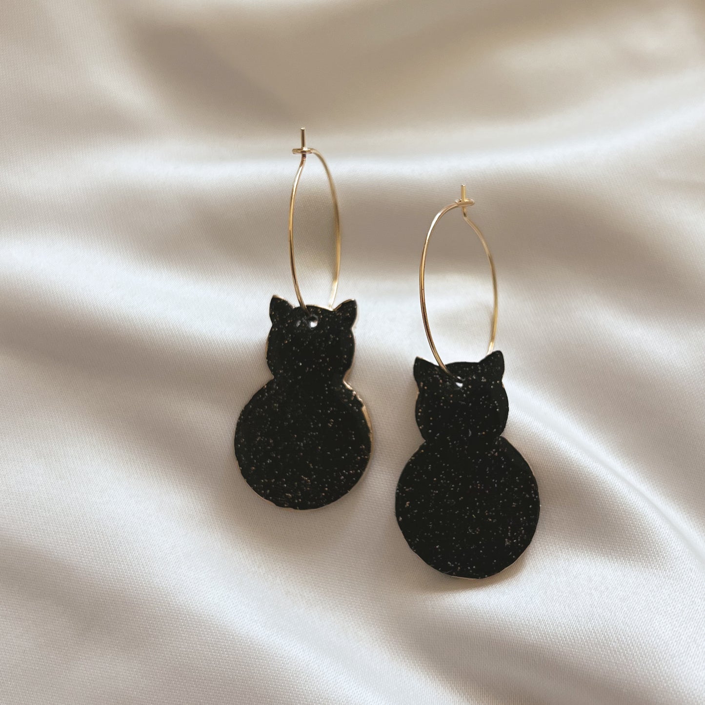 Morticia Cat Hoop Earrings