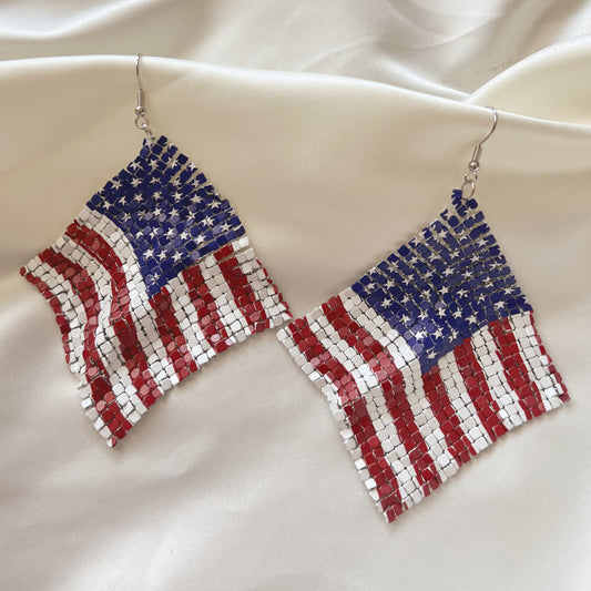 American Mesh Flag Drop Earrings