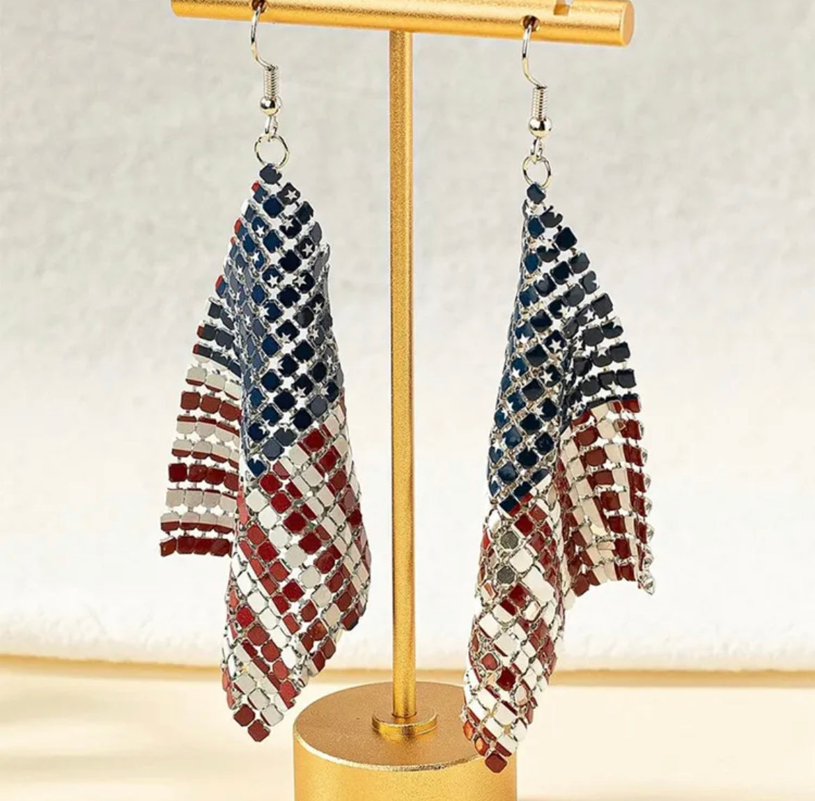 American Mesh Flag Drop Earrings