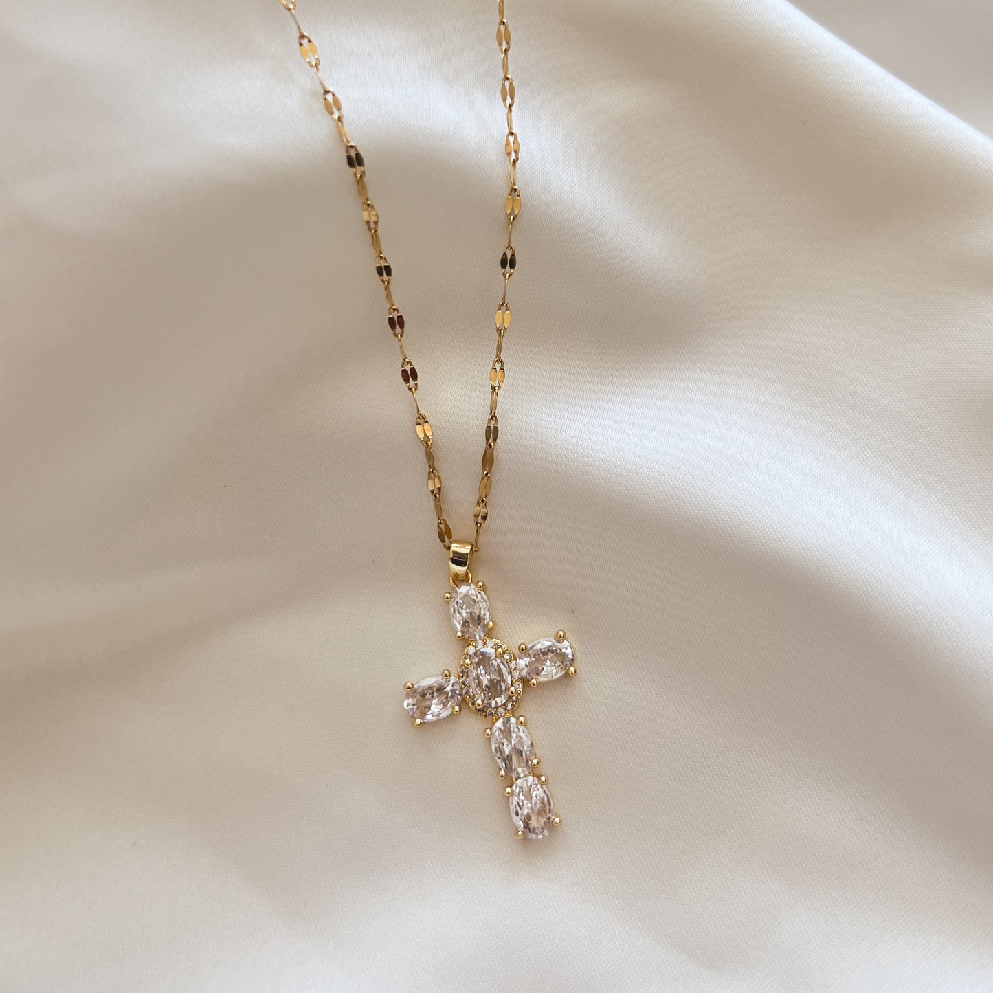 Elora Crystal Cross Pendant Necklace