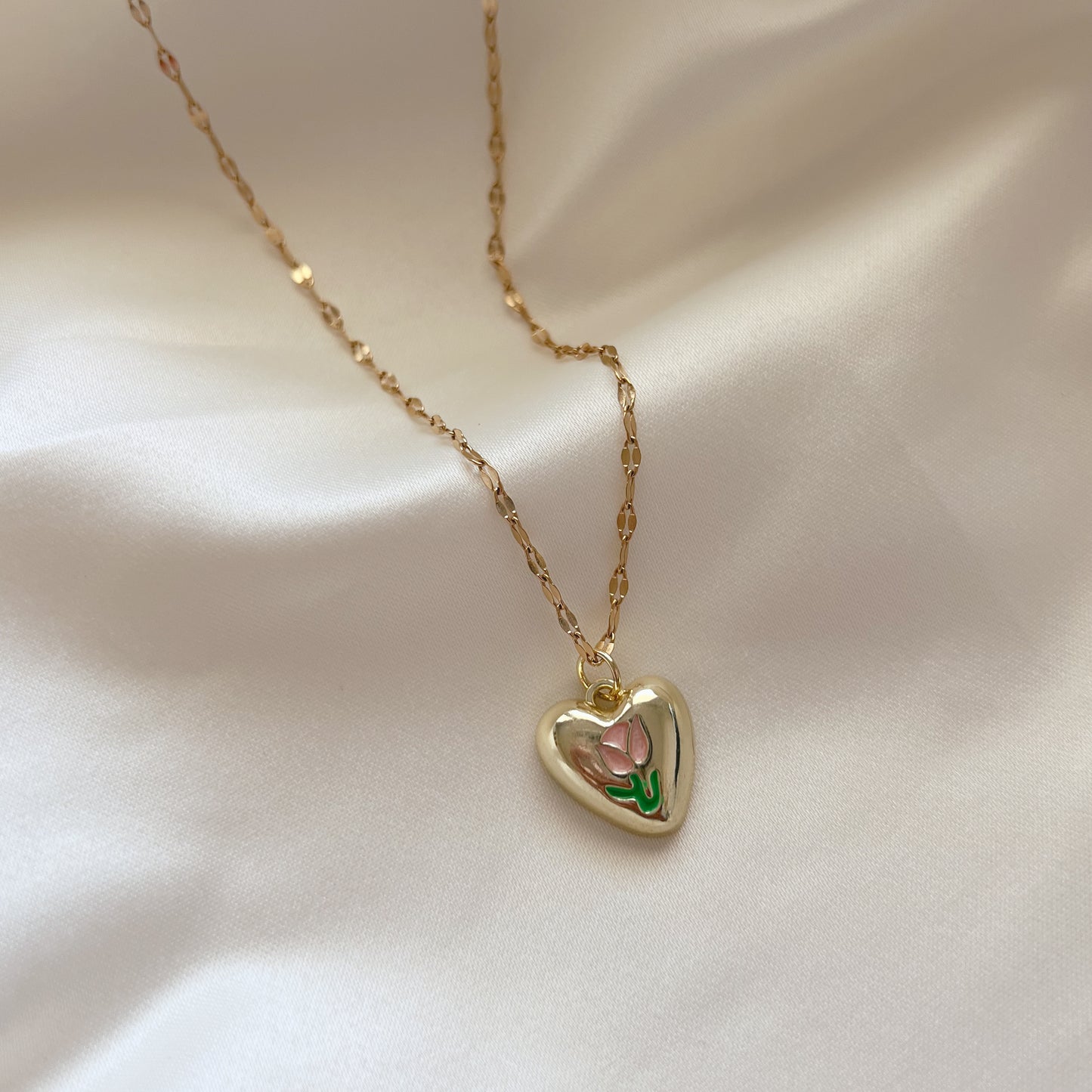 Sasha Heart and Tulip Design Pendant Necklace