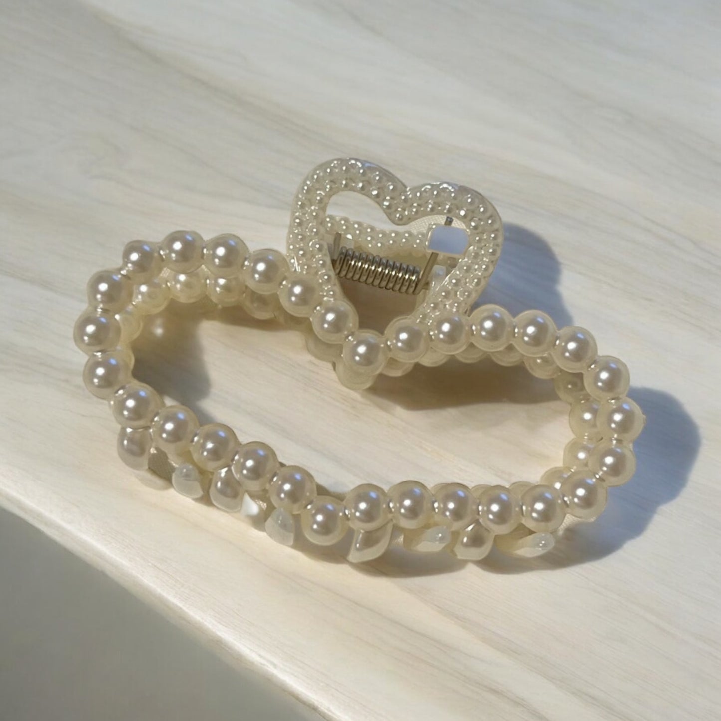 Pearl Heart Shape Hair Claw