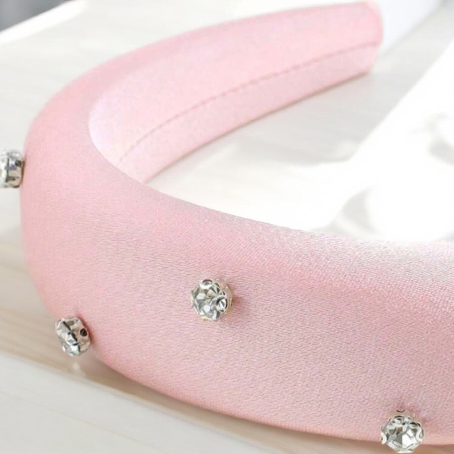 Satin with Rhinestones Pink Headband