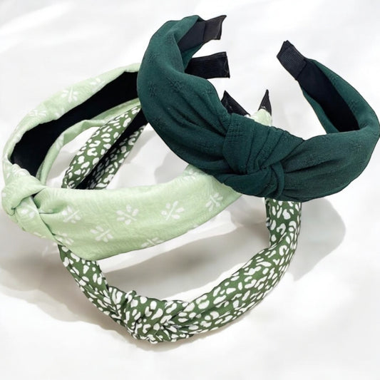 Dainty Top Knot Green Headband