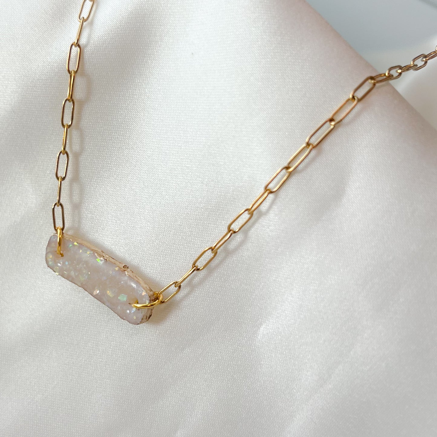 Annalise Bar Shape Opal Pendant Necklace