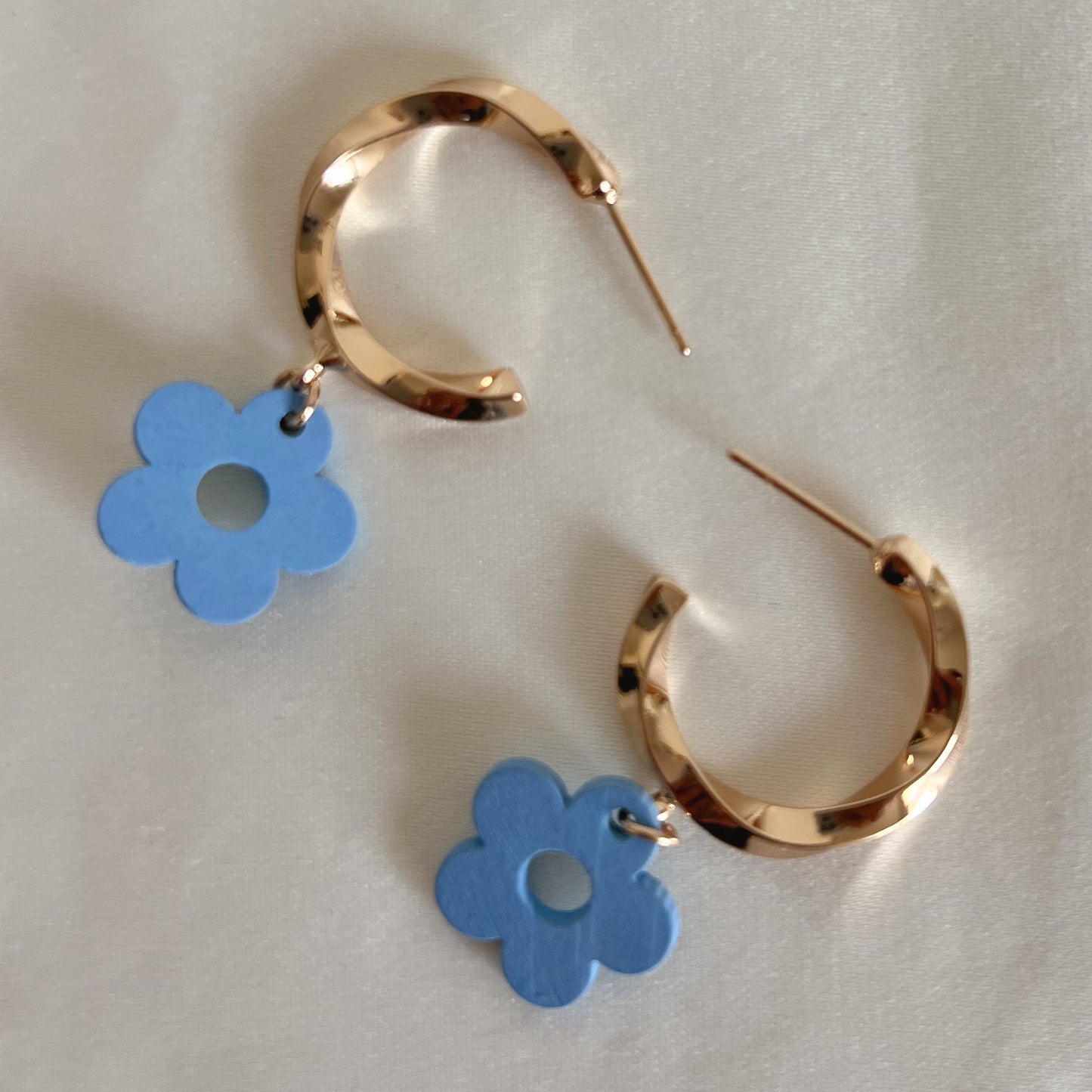 Flora Flower Pendant Half Hoop Earrings