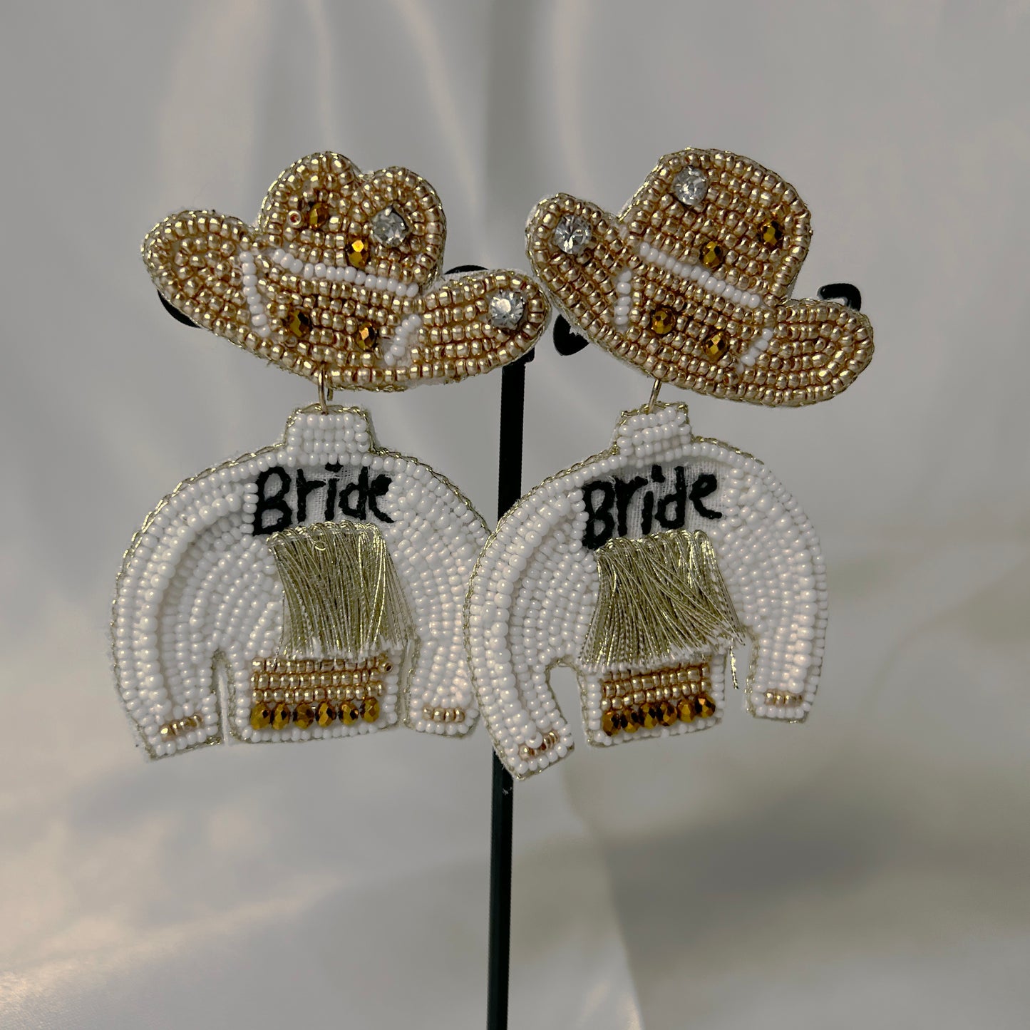 Ruby Cowboy Hat Bride Earrings